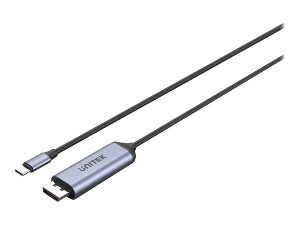 Unitek V1423C - Adapterkabel - USB-C (hane) till DisplayPort (hane) - DisplayPort 1.4 - 1.8 m - 8K60Hz stöd, 4K144Hz stöd - rymdgrå