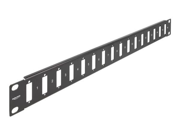 Delock - Pluggbord (blankt) - with screw connection - rackmonterbar - svart - 1U - 19" - 16 porter