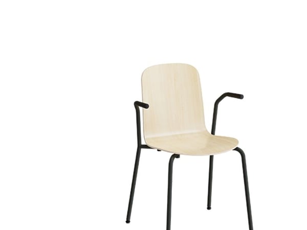 Stol Add med armlæn Siddeskal i birk laminat, sort stel