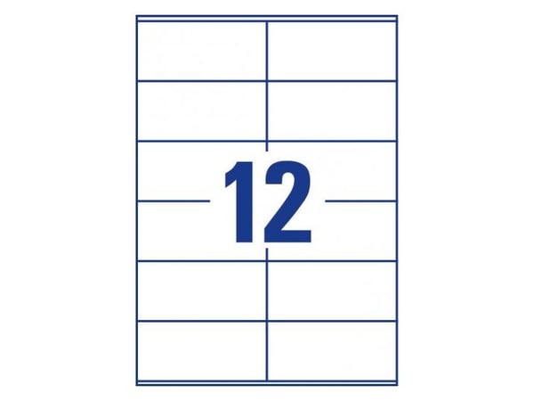 Avery Zweckform 3424 - Hvit - 48 x 105 mm 2400 etikett(er) (200 ark x 12) etiketter