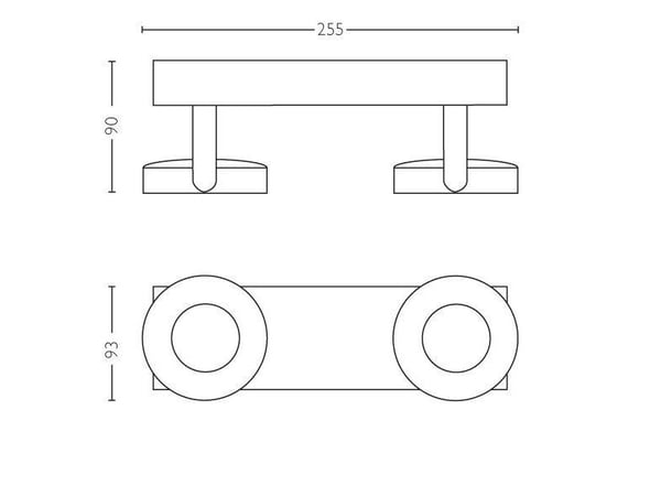 Philips WarmGlow LED Clockwork-spotlys til tak/vegg, 2 stk., Overflateegnet, Ikke-utskiftbare pærer, 2 ampuller, LED, 9 W, 2700 K