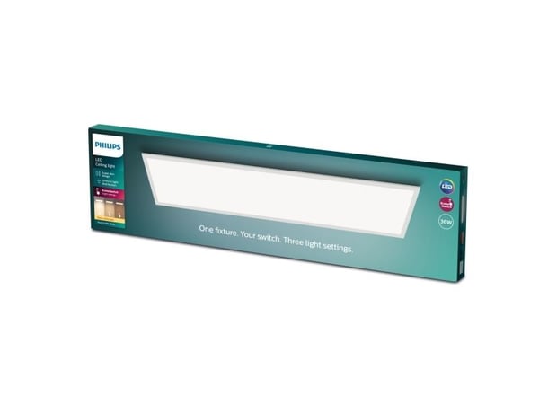 Philips Funksjonell Panel-taklampe, 36 W, rektangulær, LED, Ikke-utskiftbare pærer, 3300 lm, IP20, Hvit