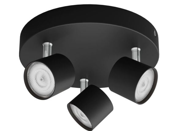 Philips Star-spotlys til tak/vegg, 3 stk., Innsunket spotlight, Ikke-utskiftbare pærer, LED, 2700 K, 1500 lm, Svart