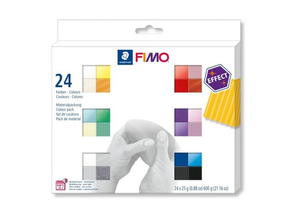 Staedtler FIMO 8013 C, Modelleringsleire, Svart, Blå, Kobber, Gull, Grønn, Grå, Perle, Rosa, Lilla, Rød, Rosa, Sølv, Hvit, Gult, 24 stykker, 24 far...