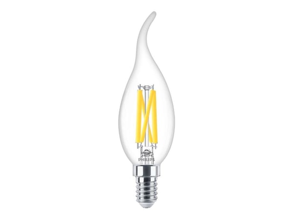 Philips - LED-filamentlyspære - form: BA35 - klar finish - E14 - 3.4 W (ekvivalent 40 W) - klasse D - varmt hvitt lys - 2200-2700 K