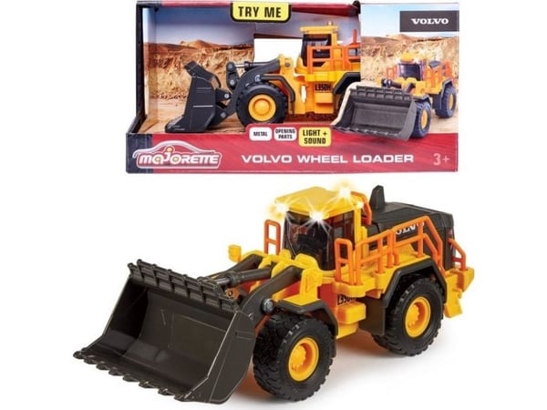 Majorette Volvo Wheel Loader, Hjullaster, 3 år, AAA, Metall, Plast, Sort, Gult