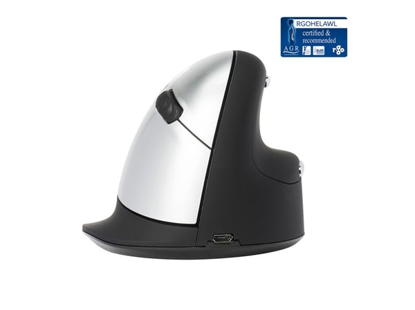 R-Go Ergonomic mouse HE Break - Vertikal mus - ergonomisk - högerhänt - 5 knappar - trådlös - Bluetooth 5.0 - svart