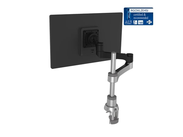R-Go Single monitor arm Zepher - Monteringssett (justerbar monitorarm) - for LCD-skjerm - aluminium - matt sølv - skjermstørrelse: inntil 26" - skr...