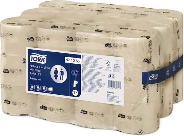 Tork toalettpapir i rull uten kjerne, T7, Advanced, 2-lags, 36 × 900 ark