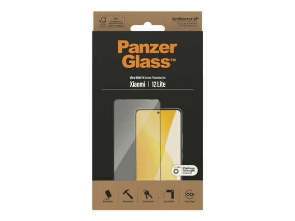 PanzerGlass - Skjermbeskyttelse for mobiltelefon - ultrabred passform - glass - rammefarge svart - for Xiaomi 12 Lite