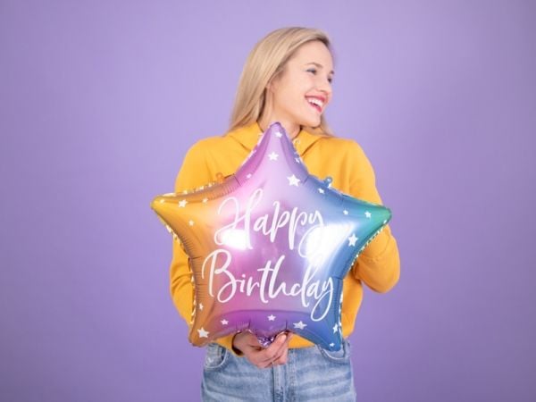 PartyDeco FB93-000-KARTON, Flerfarget, Star, Folie, Bursdag, Engelsk, 40 cm