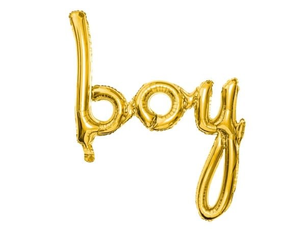 PartyDeco Folienballon Boy, Lekeballong, Folie, Gull, Temafest, Letter, Engelsk