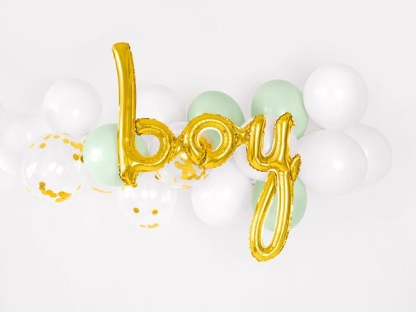 PartyDeco Folienballon Boy, Lekeballong, Folie, Gull, Temafest, Letter, Engelsk