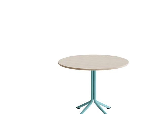 Bord Atlas 1133 Ø900x720mm, Hvidpigmenteret eg med turkis understel