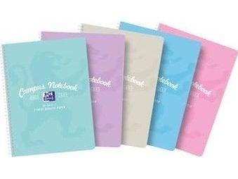 Notatbok B5 Oxford Campus pastel 80 ark, ruter