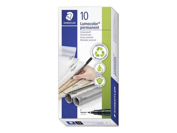 Staedtler 318-9, Musta, Pyöreä pää, Musta, Polypropeeni (PP), Hienojakoinen, 0,6 mm
