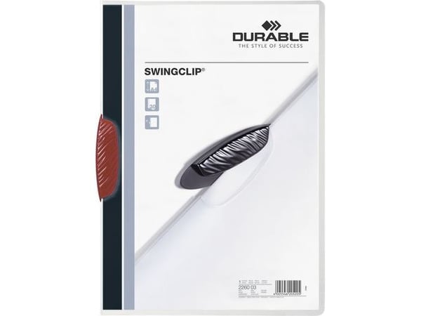 DURABLE SWINGCLIP - Klippfil - för A4 (210 x 297 mm) - kapacitet: 30 ark - genomskinlig med röd klämma