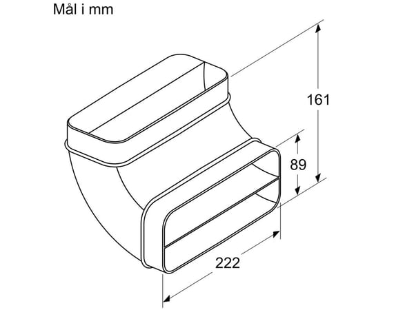 Siemens HZ9VDSB2 - Vertikal bøy 90° - For flat kanal, egnet for min. 70 cm dyp bordplate