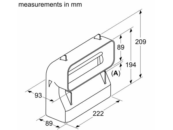 Siemens HZ9VDSB4 - Vertikal bøyning 90° - Passer til min. 60 cm dyp bordplate