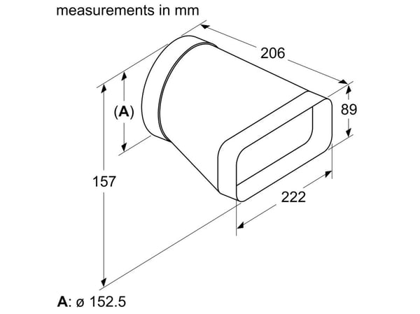 Siemens HZ9VDSI0 - Flat adapter fra flat kanal til rund Ø: 150 mm