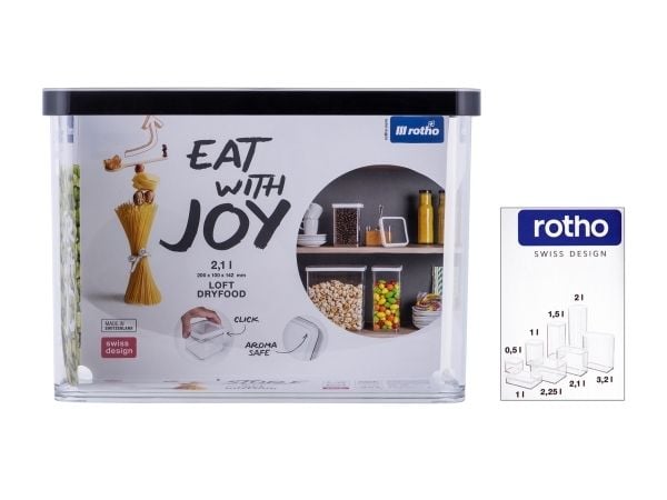 Rotho Pojemnik LOFT 2,1 L, Beholder, Rektangulær, 2,1 l, Gjennomsiktig, Plast, -20 °C