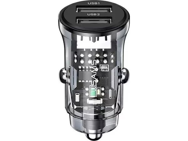 USAMS bil­lader USAMS C31 3A 2xUSB-A Fast Charge svart CC162CC01