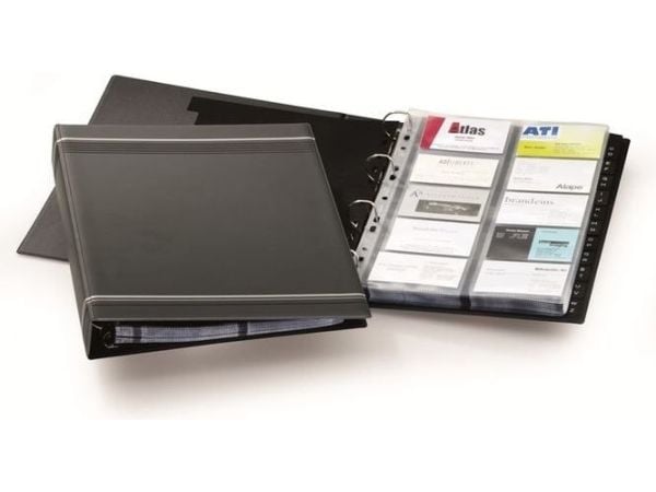 DURABLE VISIFIX - Visittkortbok - fortrykt: A-Z - for 57 x 90 mm - kapasitet: 400 kort - med fliker - koksgrå