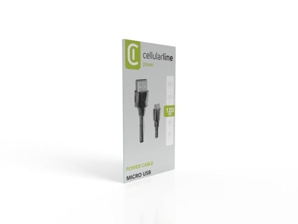 Cellularline 8018080131745, 1,2 m, USB A, Micro-USB B, Musta