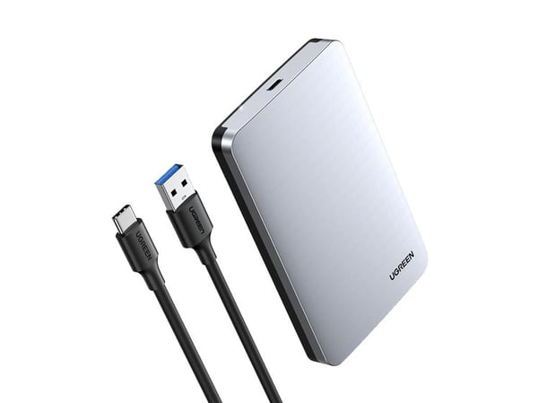 Ugreen 2.5'' SATA 3.0 6Gbps kiintolevykotelo harmaa + USB-kaapeli - USB Type C 0.5m (CM300)