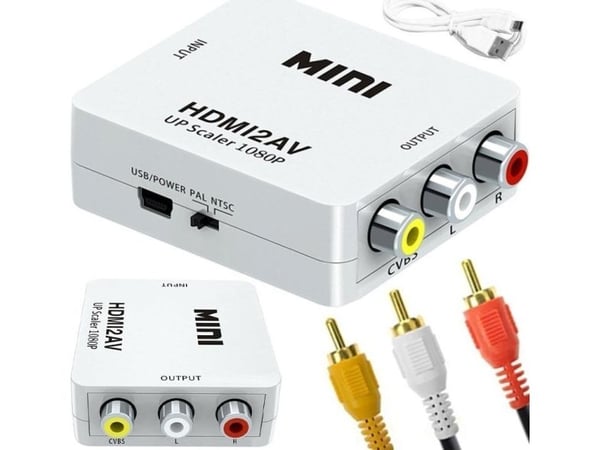 AV-adapter Retoo RCA (Cinch) x3 - HDMI vit (E377)