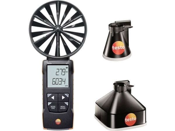 BUHL &amp; BØNSØE Testo 417 kit 1 med Ø100 mm vingehjul, Ø200 mm måletragt, 330x330 mm måletragt og App-tilslutning.