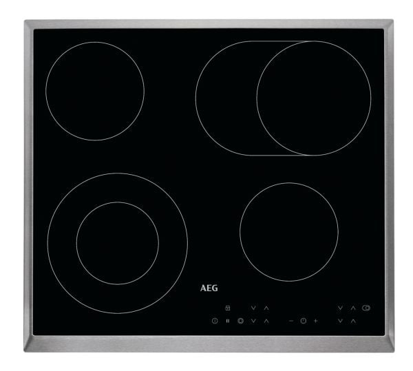 AEG HK634060XB - Keramisk häll - 4 kokplattor - Fördjupning - bredd: 56 cm - djup: 49 cm - med kanter i rostfritt stål - svart