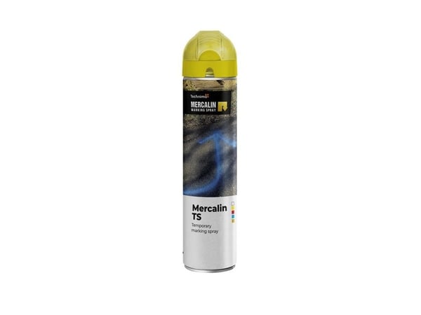 Mercalin markeringsspray 600ml - TS gul, bl.a. t/asfalt, beton, græs eller grus m.m.