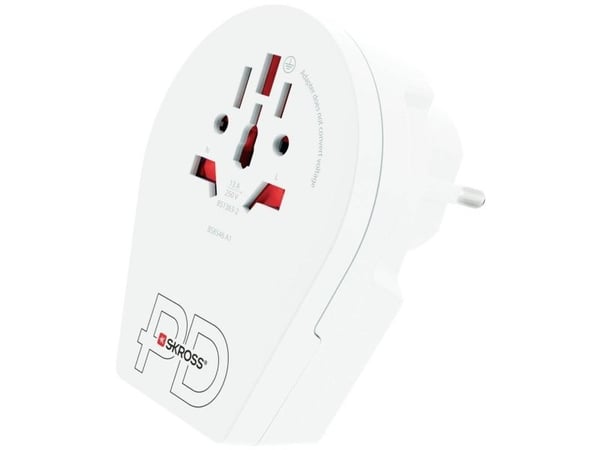 Skross 1.500290, Type F, Universell, Type B, Type A, Type B, Type C, Type G (UK), Type I (AU), Type J (CH), Type L (IT), Type N (BR), 100 - 250 V, ...