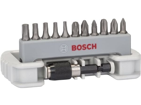 Bosch Extra Hard - Spissett for skrutrekker - 12 deler - torx, phillips, pozidriv - sekspunkters - lengde: 25 mm