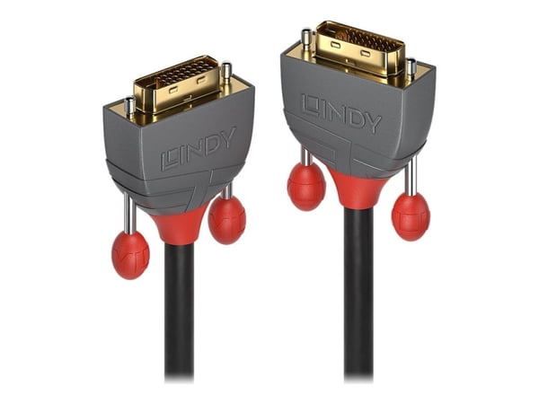 Lindy Anthra Line - DVI-kabel - dobbeltlenke - DVI-D (hann) til DVI-D (hann) - 10 m - rund, tommelskruer - svart