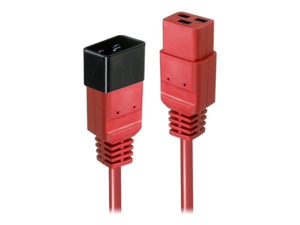 Lindy - Förlängningskabel för ström - IEC 60320 C19 till IEC 60320 C20 - 250 V - 16 A - 3 m - formpressad - röd