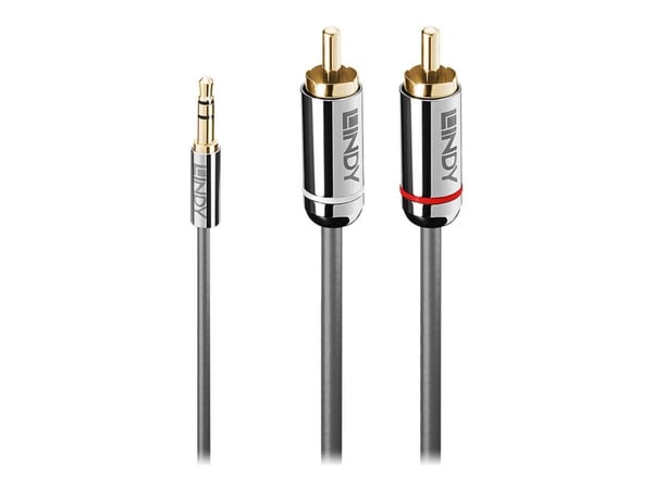 Lindy Cromo Line - Audiokabel - mini-phone stereo 3,5 mm han till RCA han - 50 cm - antracit (sort) - rund