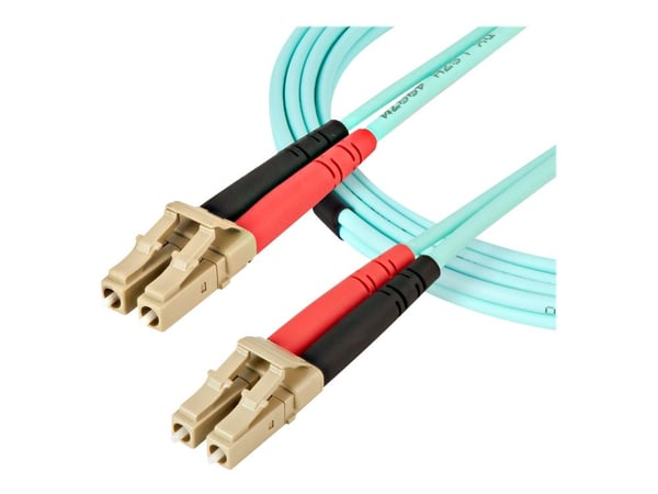 Startech Aqua OM4 Duplex Multimode Fiber - 16 ft / 5m - 100 Gb - 50/125 - OM4 Fiber - LC to LC Fiber Patch Cable (450FBLCLC5) - Nettverkskabel - LC...