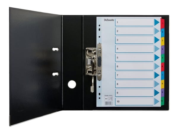 Esselte - Inndeler - 10 deler - fortrykt: 1-10 - for A4 (210 x 297 mm) - med fliker - multifarge