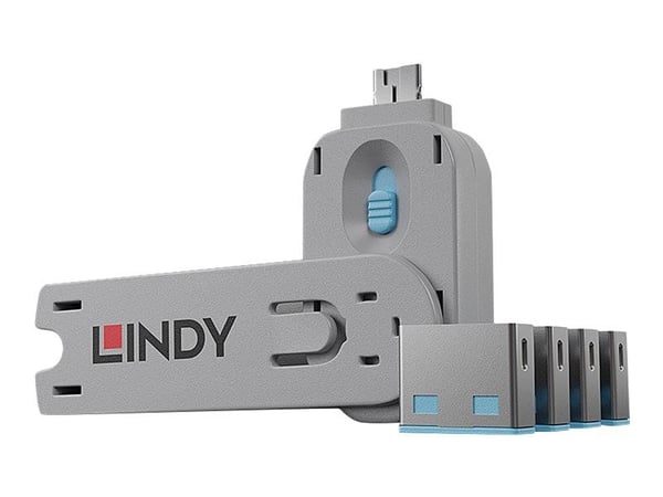 Lindy USB Port Blocker - USB-portsperrer - blå (en pakke 4)
