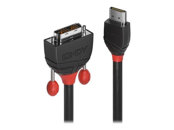 Lindy Black Line - Adapterkabel - enkeltlenke - HDMI hann til DVI-D hann - 3 m - skjermet - grå - rund