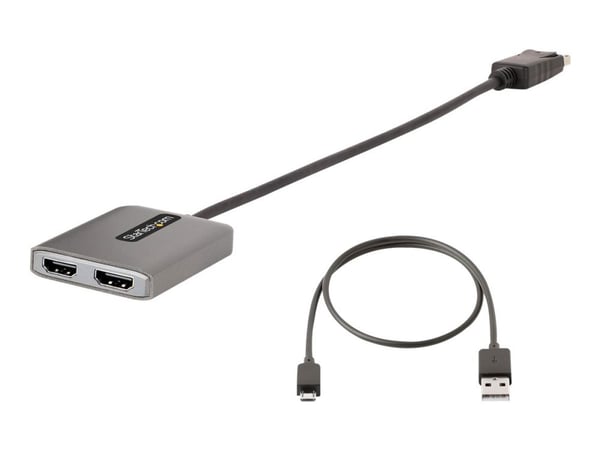 Startech DP to Dual HDMI MST HUB, Dual HDMI 4K 60Hz, DisplayPort Multi Monitor Adapter with 1ft (30cm) Cable, DP 1.4 Multi Stream Transport Hub, DS...