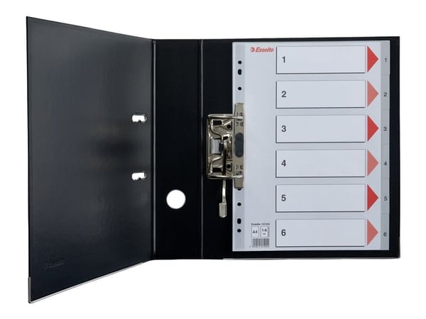 Esselte - Inndeler - fortrykt: 1-6 - for A4 (210 x 297 mm) - med fliker - grå