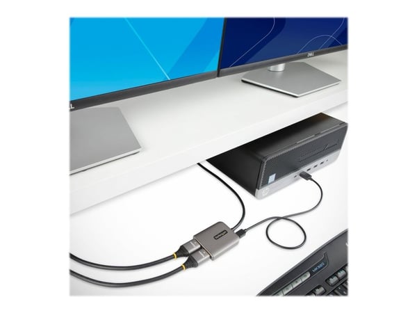 Startech DP to Dual HDMI MST HUB, Dual HDMI 4K 60Hz, DisplayPort Multi Monitor Adapter with 1ft (30cm) Cable, DP 1.4 Multi Stream Transport Hub, DS...