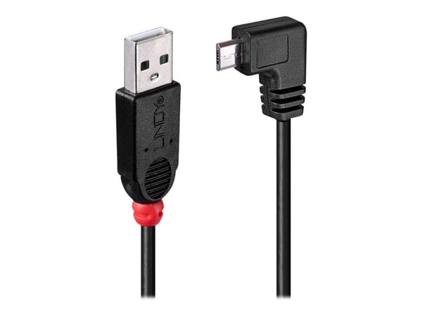 Lindy - USB-kaapeli - USB (uros) - Micro-USB Type B (uros) - USB 2.0 - 50 cm - muotoiltu, 90° liitin
