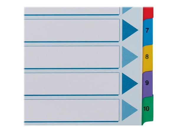 Esselte - Inndeler - 10 deler - fortrykt: 1-10 - for A4 (210 x 297 mm) - med fliker - multifarge