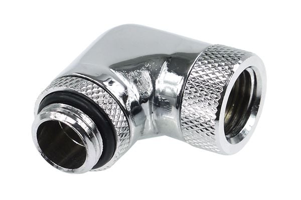 Alphacool HF vinklet adapter 90° G1/4 ytre gjenger til G1/4 indre gjenger vridbar - tilkoblingsadapter for væskekjølingssystem - krom (17056)