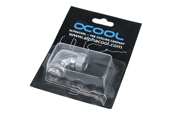 Alphacool HF vinklet adapter 90° G1/4 ytre gjenger til G1/4 indre gjenger vridbar - tilkoblingsadapter for væskekjølingssystem - krom (17056)