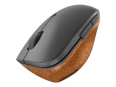 Lenovo Go - Mus - ergonomisk - høyrehendt - blå optisk - 6 knapper - trådløs - 2.4 GHz - USB trådløs mottaker - grå, kork - løsvekt